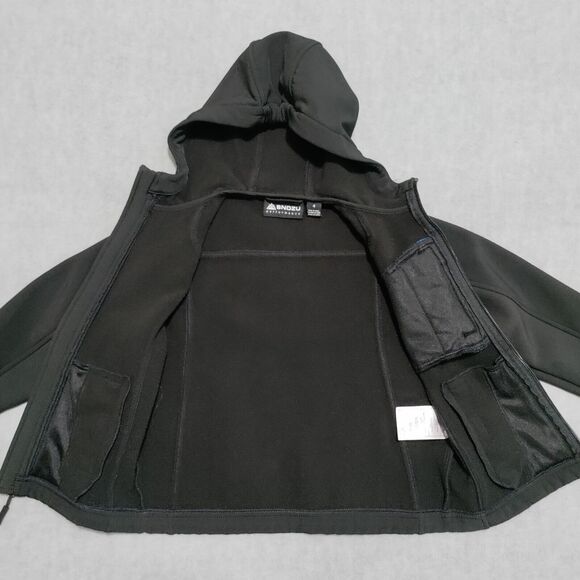 Snozu Performance Boys XS (4) Full Zip Hooded Jacket Black Adjustable Cuffs‎ EUC - Picture 6 of 10